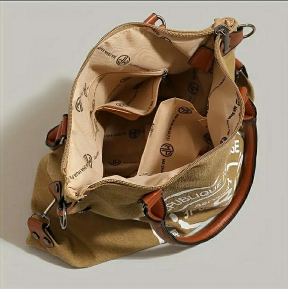 NEW! Vintage-Inspired Tan Parisian Woman's Large Capacity Tote Bag - Picture 11 of 11